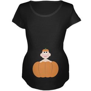 Halloween Pumpkin Baby Black Maternity Soft T-Shirt