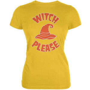 Halloween Witch Please Bright Yellow Juniors Soft T-Shirt