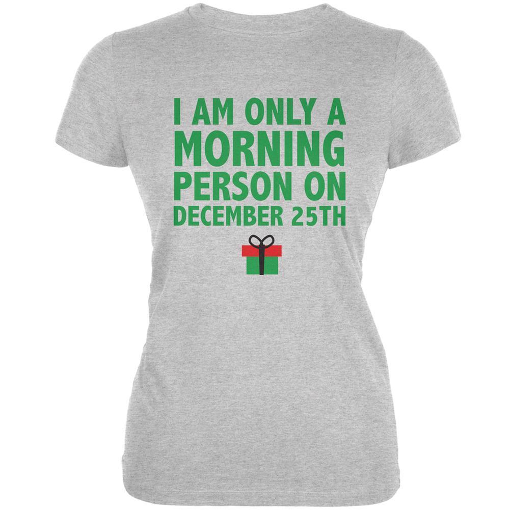 Christmas Morning Person Heather Grey Juniors Soft T-Shirt