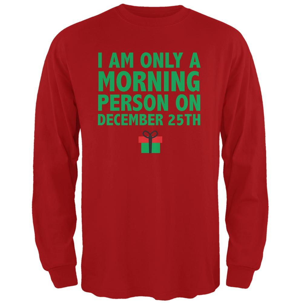 Christmas Morning Person Red Adult Long Sleeve T-Shirt
