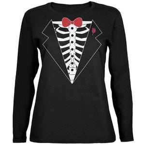 Tuxedo Skeleton Costume Black Womens Long Sleeve T-Shirt