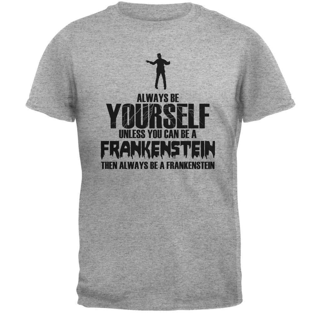 Halloween Always Be Yourself Frankenstein Heather Grey Adult T-Shirt