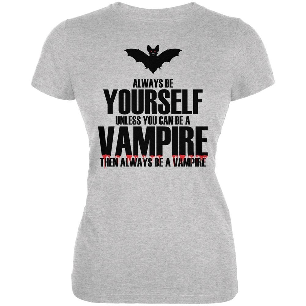 Halloween Always Be Yourself Vampire Heather Grey Juniors Soft T-Shirt