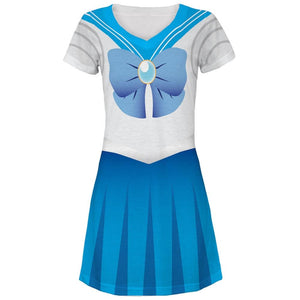 Anime Mercury Sailor Costume Juniors V-Neck Beach Cover-Up Dress