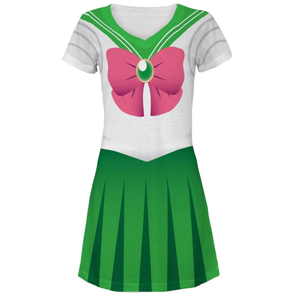 Anime Jupiter Sailor Costume Juniors V-Neck Beach Cover-Up Dress