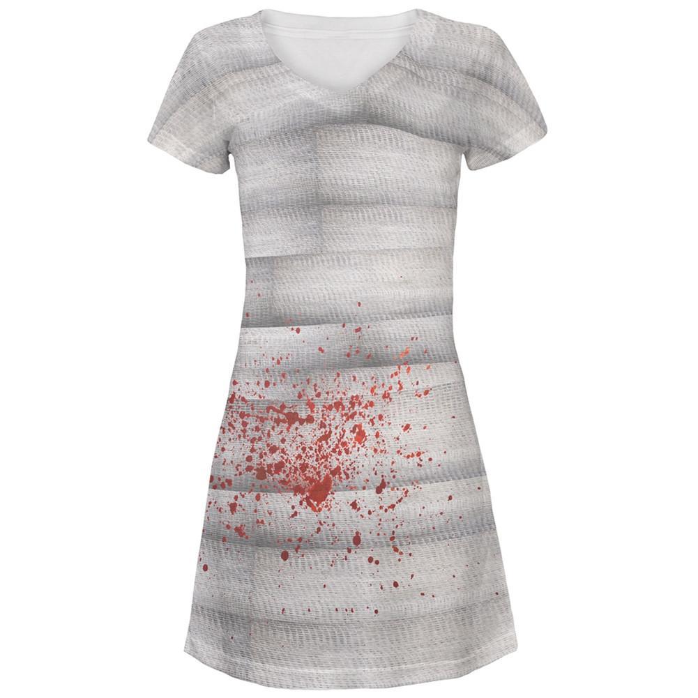 Halloween Bloody Mummy Costume All Over Juniors V-Neck Dress
