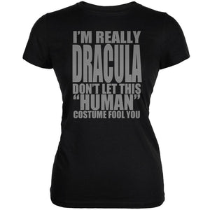 Halloween Human Dracula Costume Black Juniors Soft T-Shirt