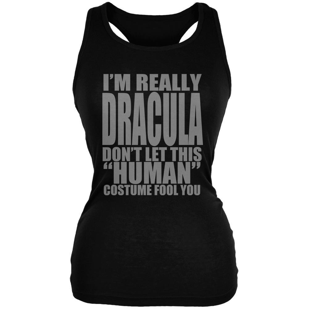 Halloween Human Dracula Costume Black Juniors Soft Tank Top