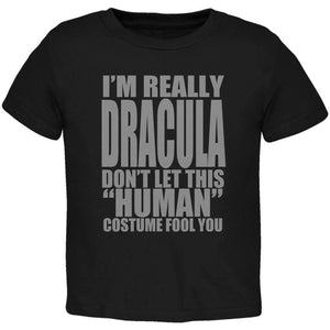 Halloween Human Dracula Costume Black Toddler T-Shirt