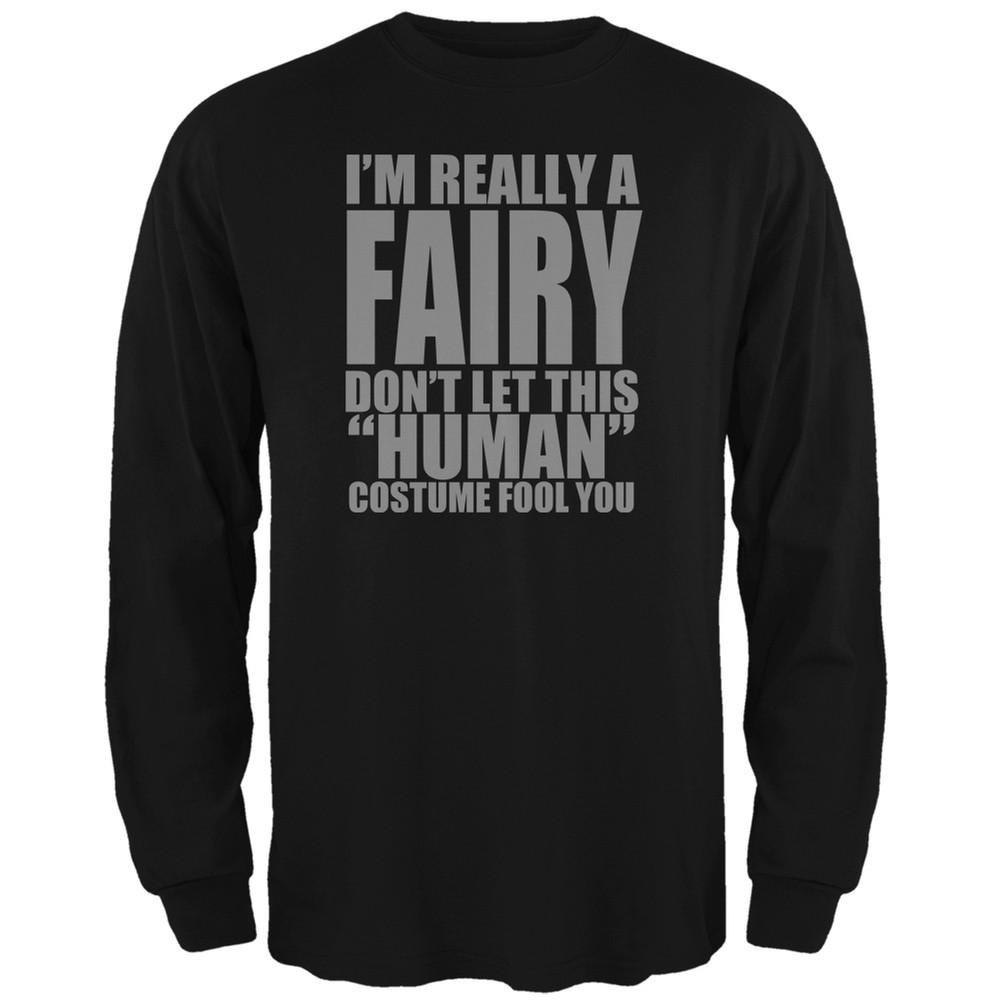 Halloween Human Fairy Costume Black Adult Long Sleeve T-Shirt