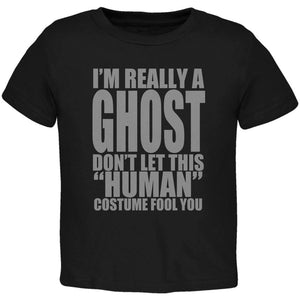 Halloween Human Ghost Costume Black Toddler T-Shirt