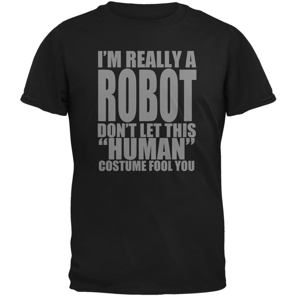 Halloween Human Robot Costume Black Adult T-Shirt
