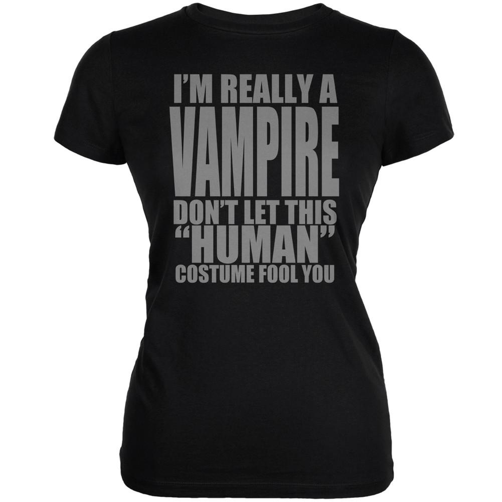 Halloween Human Vampire Costume Black Juniors Soft T-Shirt