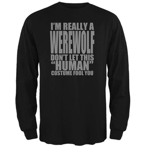 Halloween Human Werewolf Costume Black Adult Long Sleeve T-Shirt