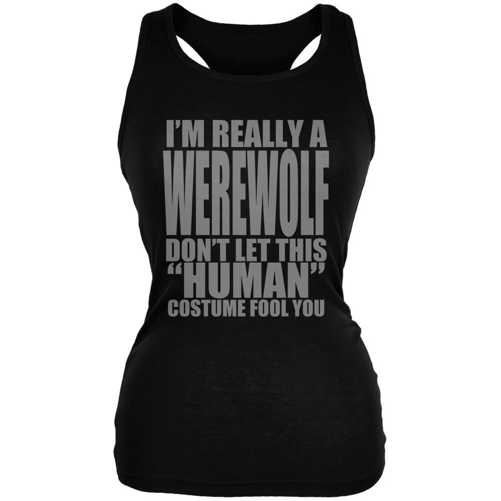 Halloween Human Werewolf Costume Black Juniors Soft Tank Top