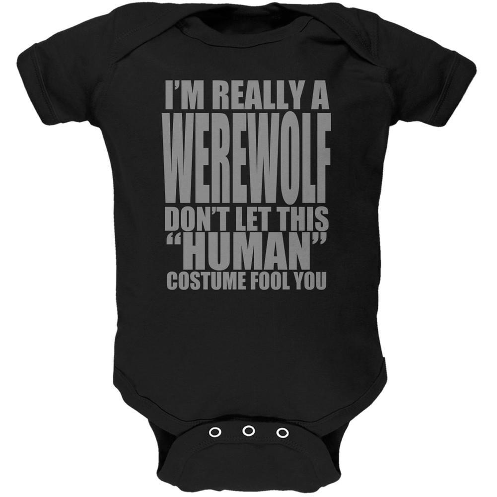 Halloween Human Werewolf Costume Black Soft Baby One Piece