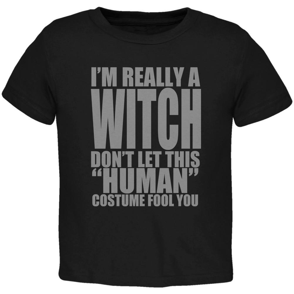 Halloween Human Witch Costume Black Toddler T-Shirt