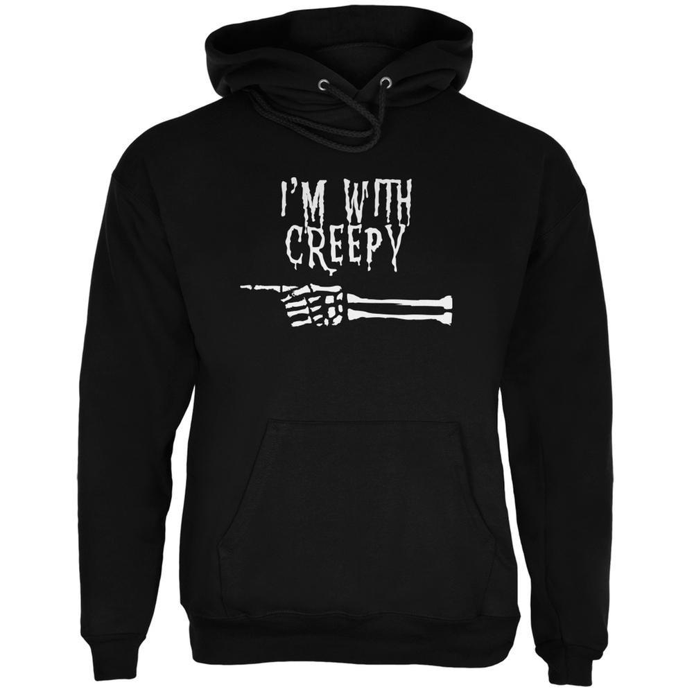 Halloween I'm With Creepy Black Adult Hoodie