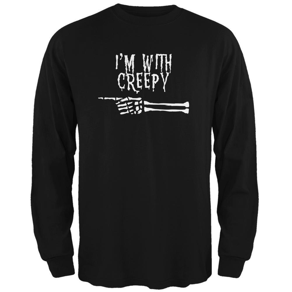 Halloween I'm With Creepy Black Adult Long Sleeve T-Shirt