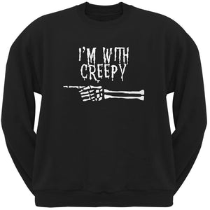 Halloween I'm With Creepy Black Adult Sweatshirt