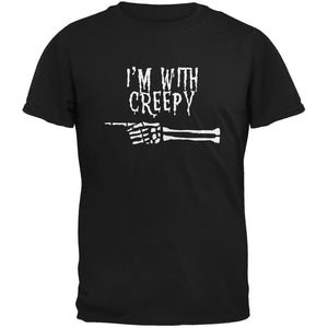 Halloween I'm With Creepy Black Adult T-Shirt