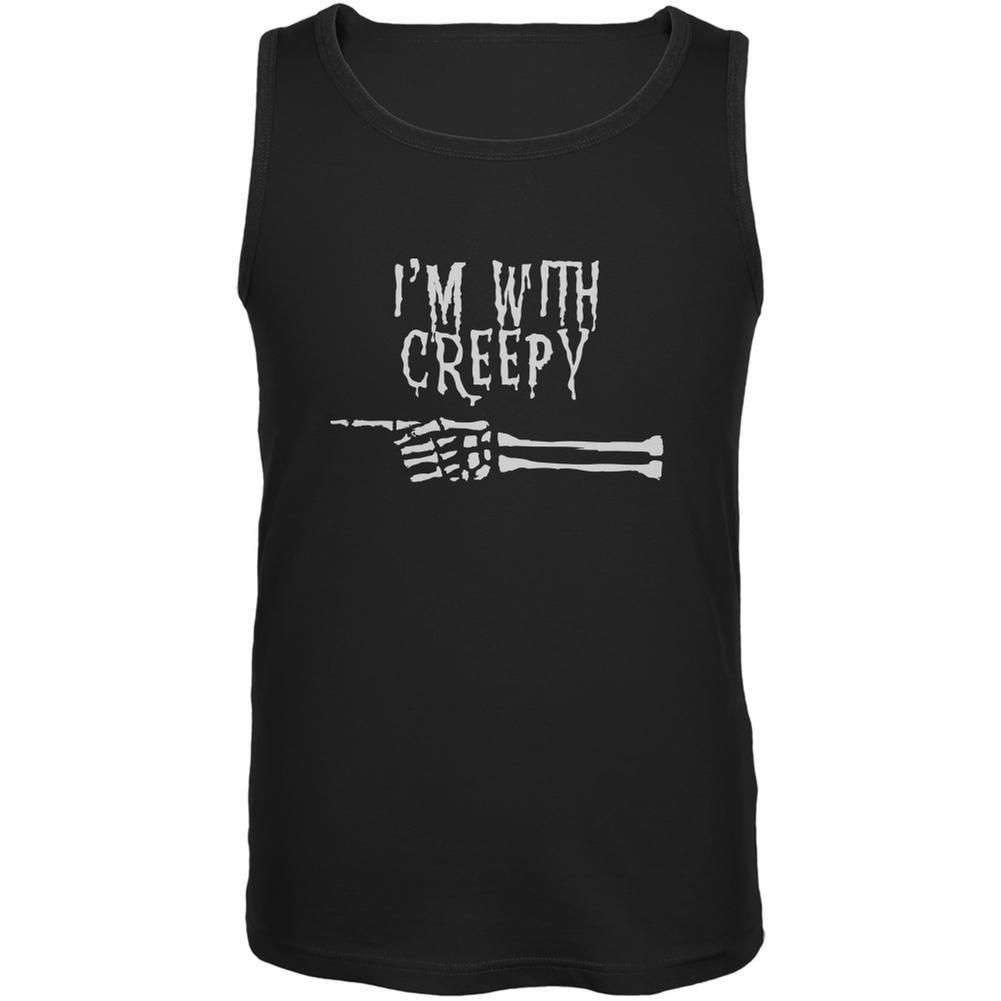 Halloween I'm With Creepy Black Adult Tank Top