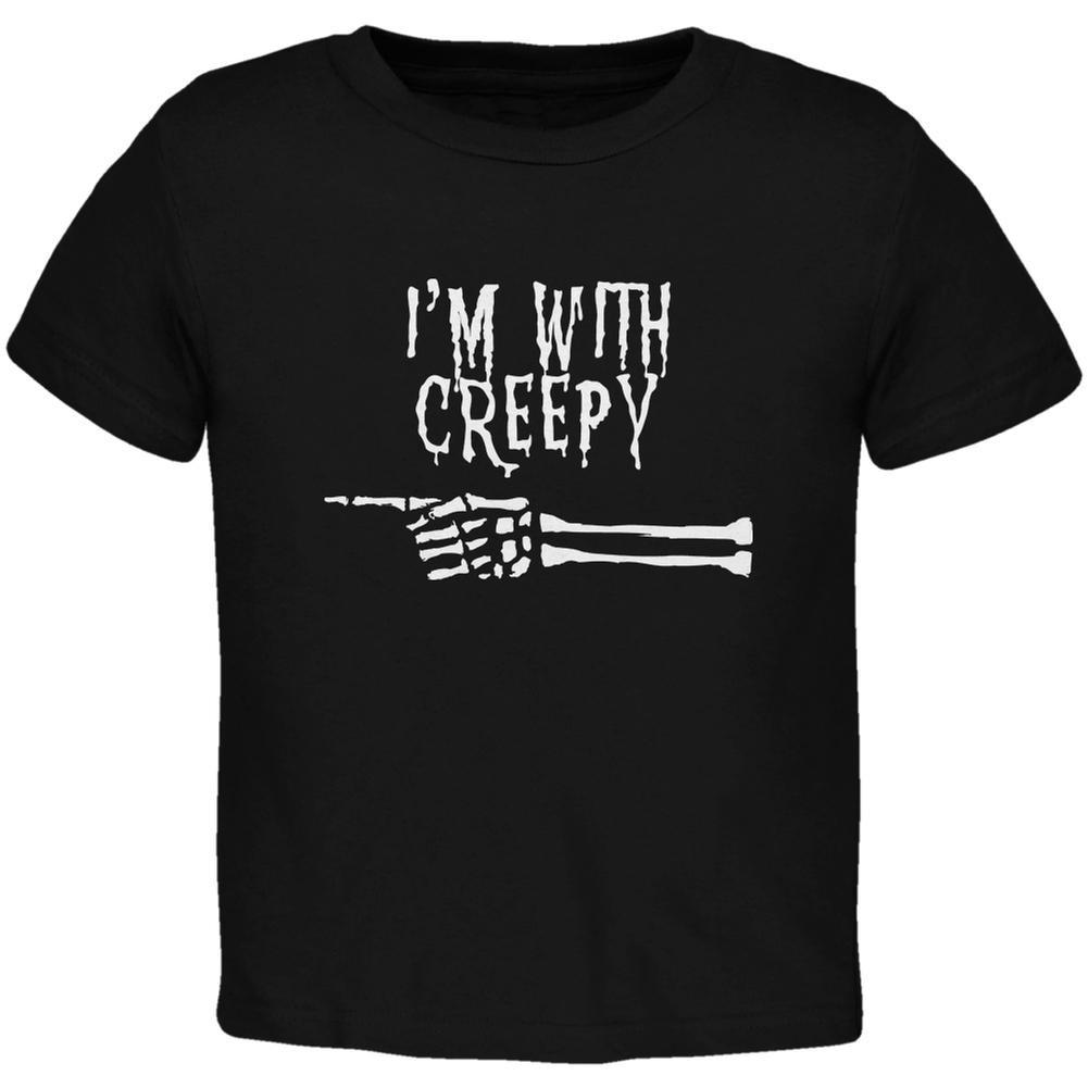 Halloween I'm With Creepy Black Toddler T-Shirt