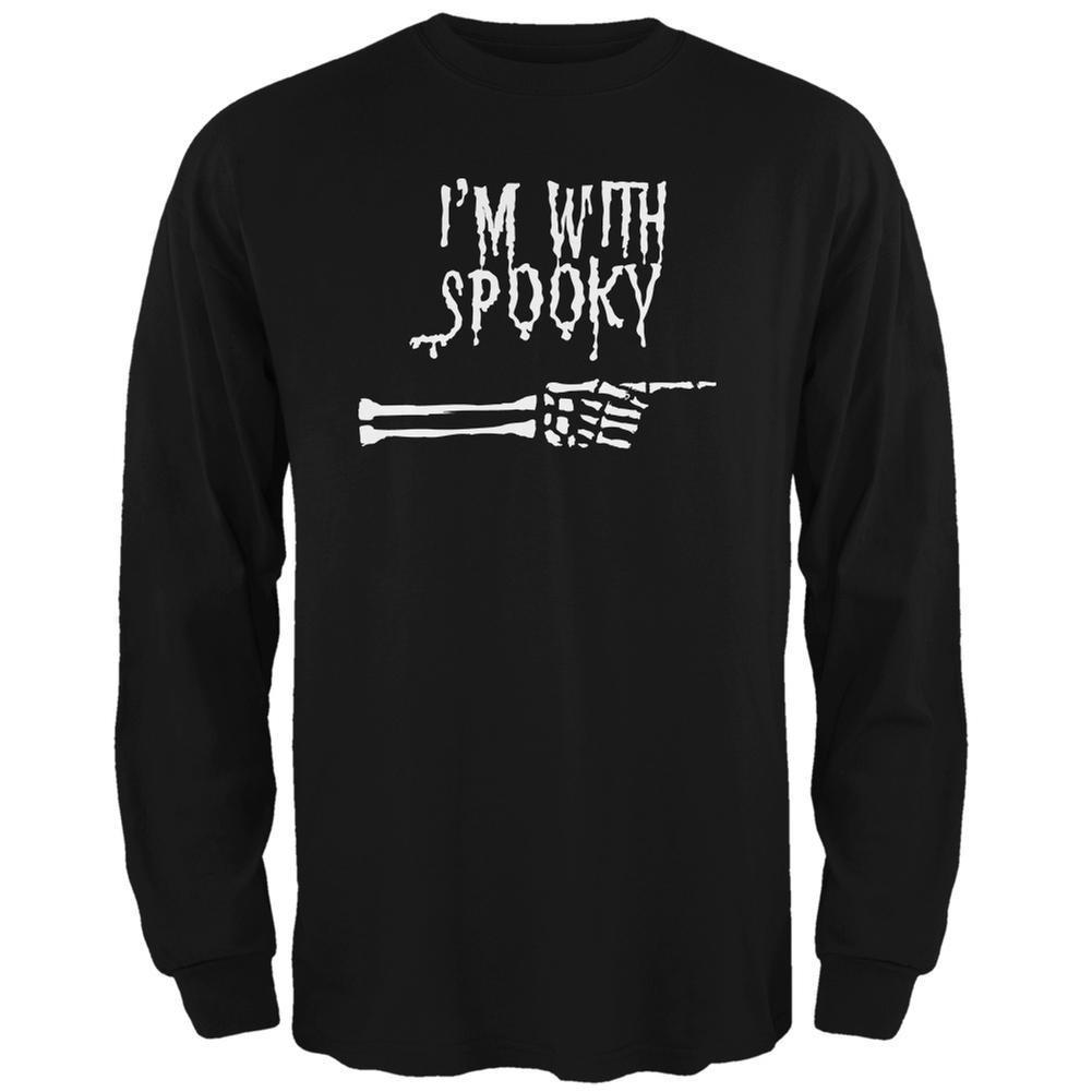 Halloween I'm With Spooky Black Adult Long Sleeve T-Shirt