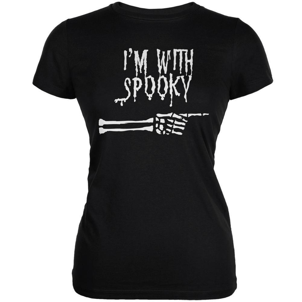 Halloween I'm With Spooky Black Juniors Soft T-Shirt