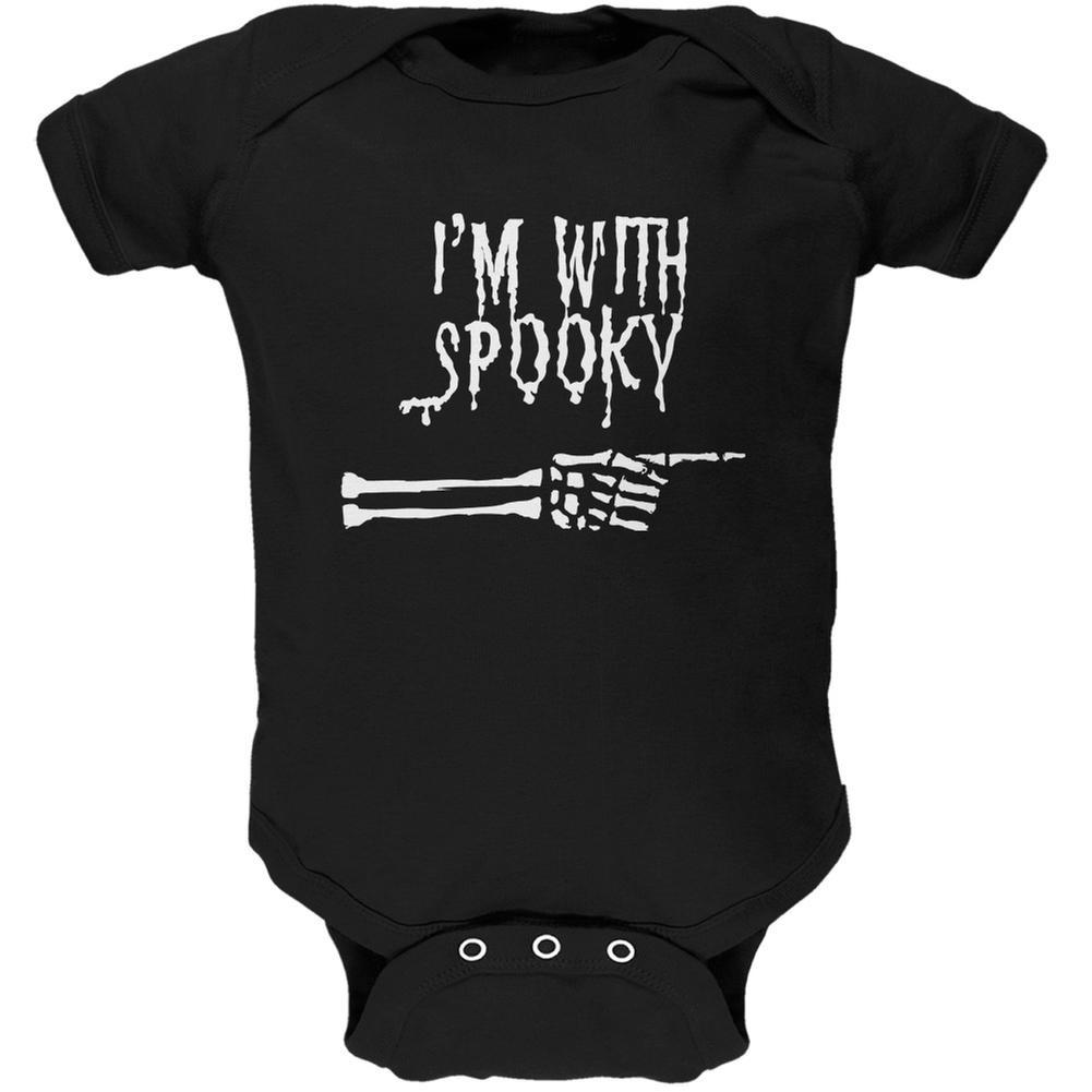 Halloween I'm With Spooky Black Soft Baby One Piece