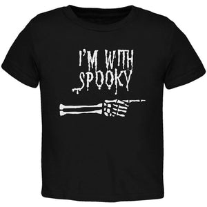 Halloween I'm With Spooky Black Toddler T-Shirt