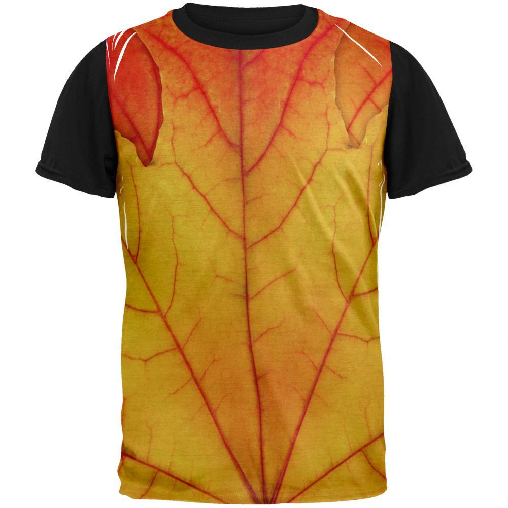 Halloween Autumn Fall Leaf Costume Adult Black Back T-Shirt