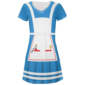 Halloween Alice in Wonderland Classic Costume All Over Juniors V-Neck Dress