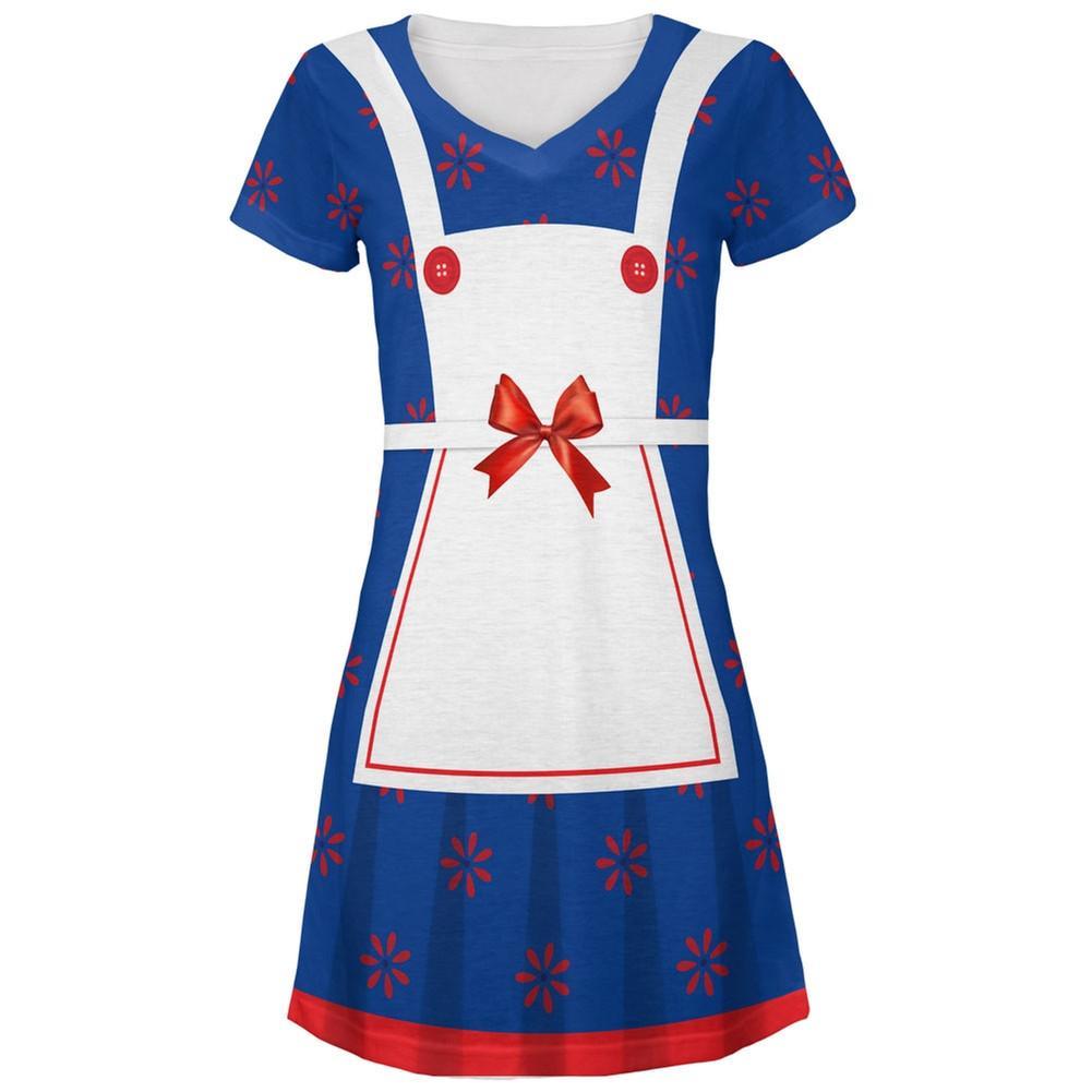 Halloween Rag Doll Gingham All Over Juniors V-Neck Dress