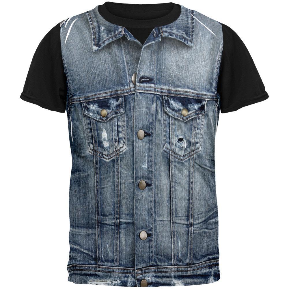 Halloween Blue Motorcycle Denim All Over Adult T-Shirt