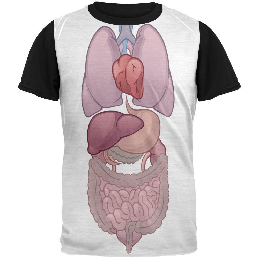 Halloween Internal Organs Costume Adult Black Back T-Shirt