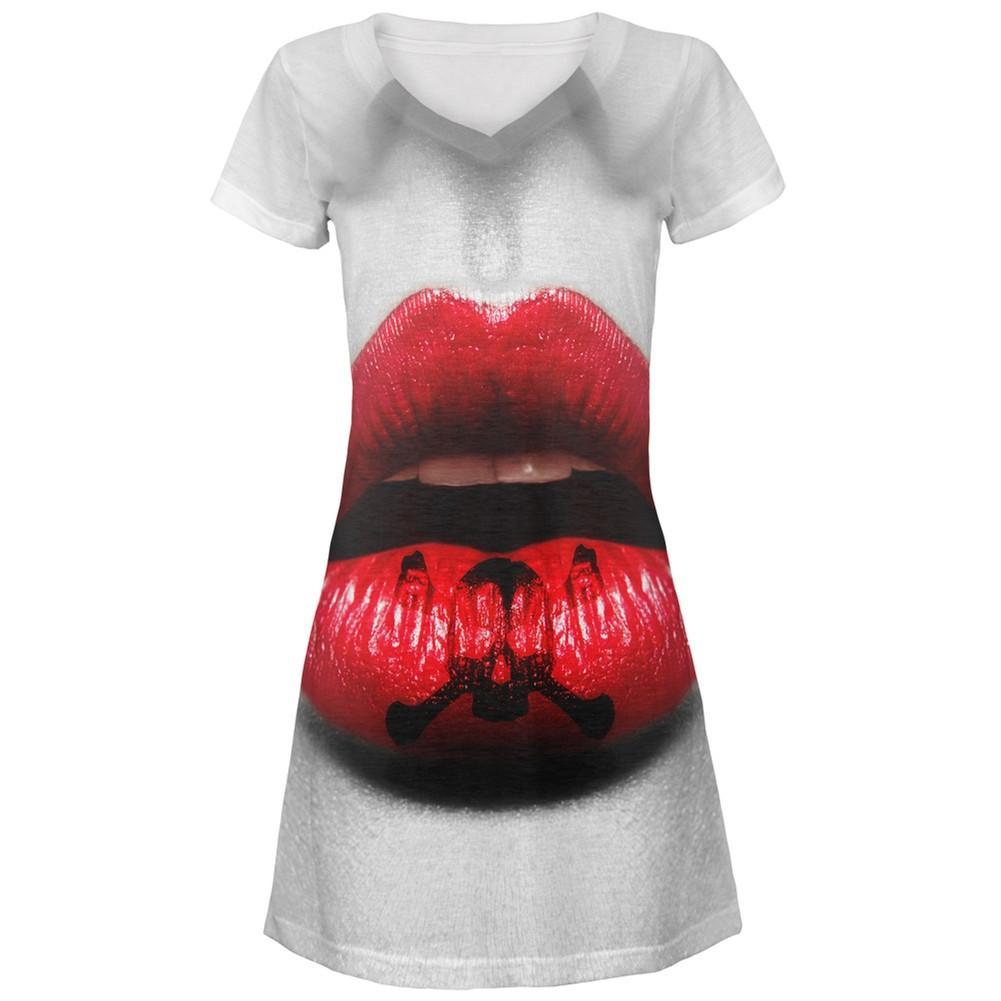 Halloween Kiss of Death All Over Juniors V-Neck Dress