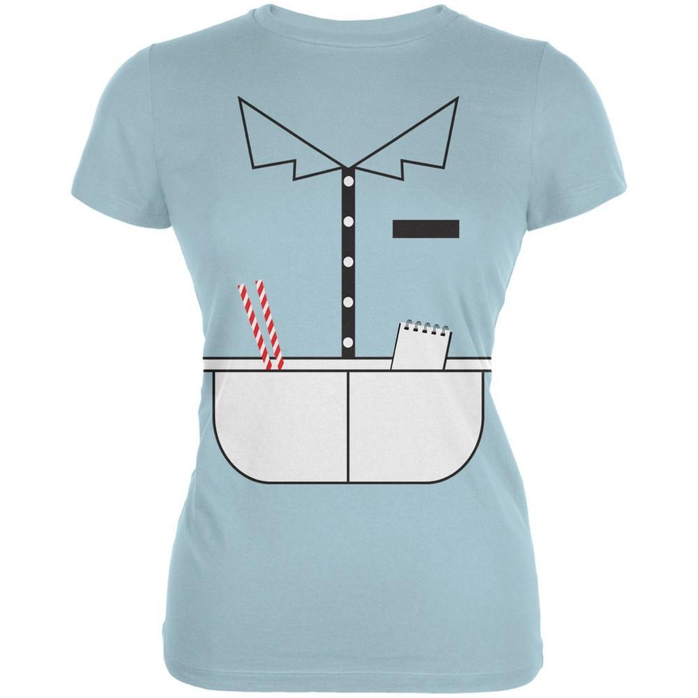 Halloween 50's Diner Waitress Light Aqua Juniors Soft T-Shirt