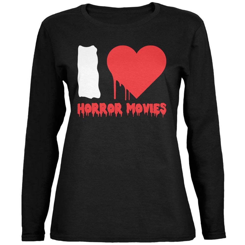 Halloween I Heart Horror Movies Black Womens Long Sleeve T-Shirt