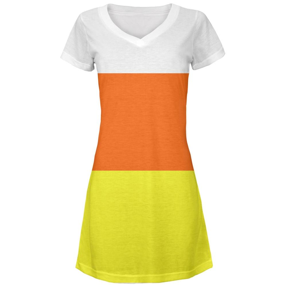 Halloween Candy Corn Costume All Over Juniors V-Neck Dress