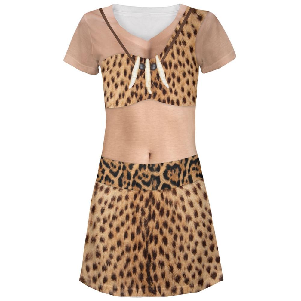 Halloween Cave Woman Costume All Over Juniors V-Neck Dress