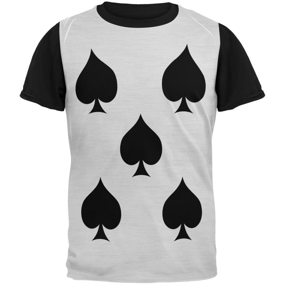 Halloween Five of Spades Card Soldier Costume Adult Black Back T-Shirt