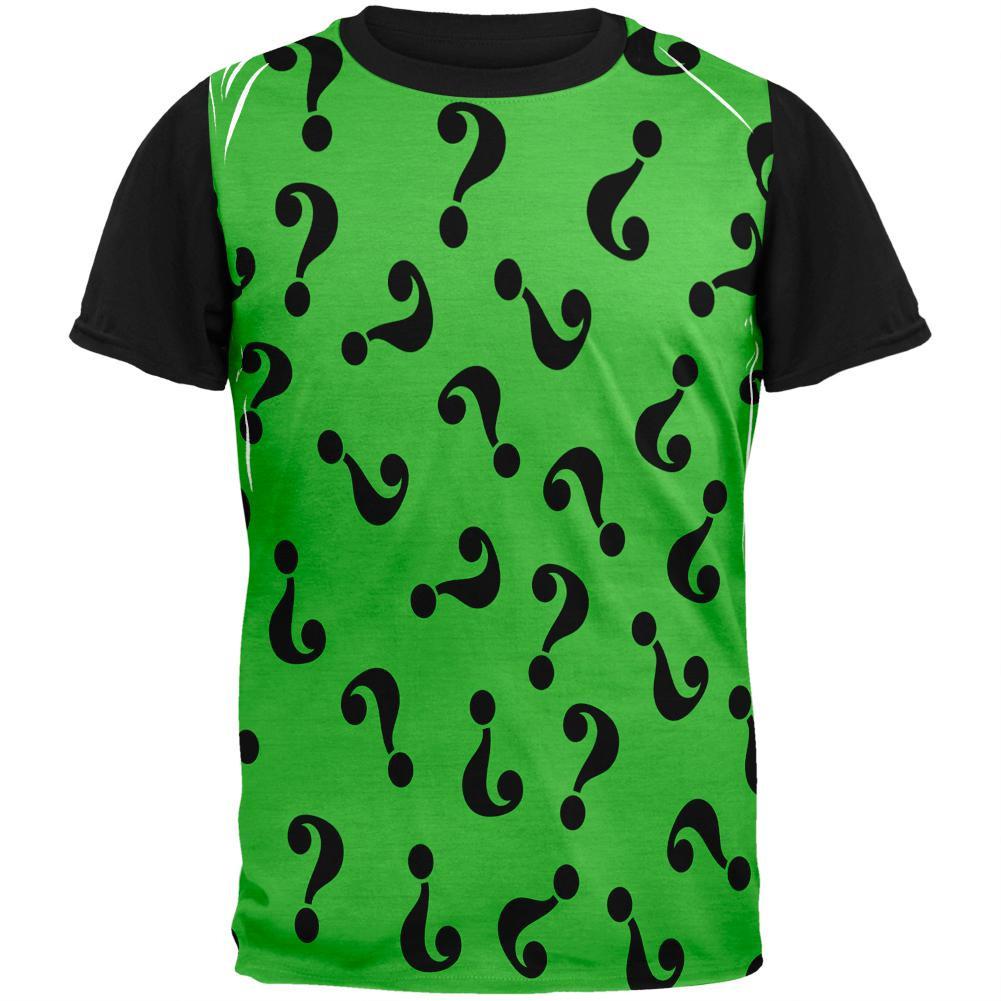 Halloween Riddle Me This Costume Adult Black Back T-Shirt