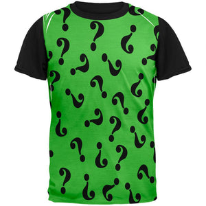 Halloween Riddle Me This Costume Adult Black Back T-Shirt