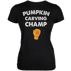 Halloween Pumpkin Carving Champ Black Juniors Soft T-Shirt