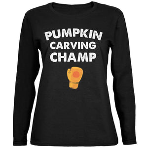 Halloween Pumpkin Carving Champ Black Womens Long Sleeve T-Shirt
