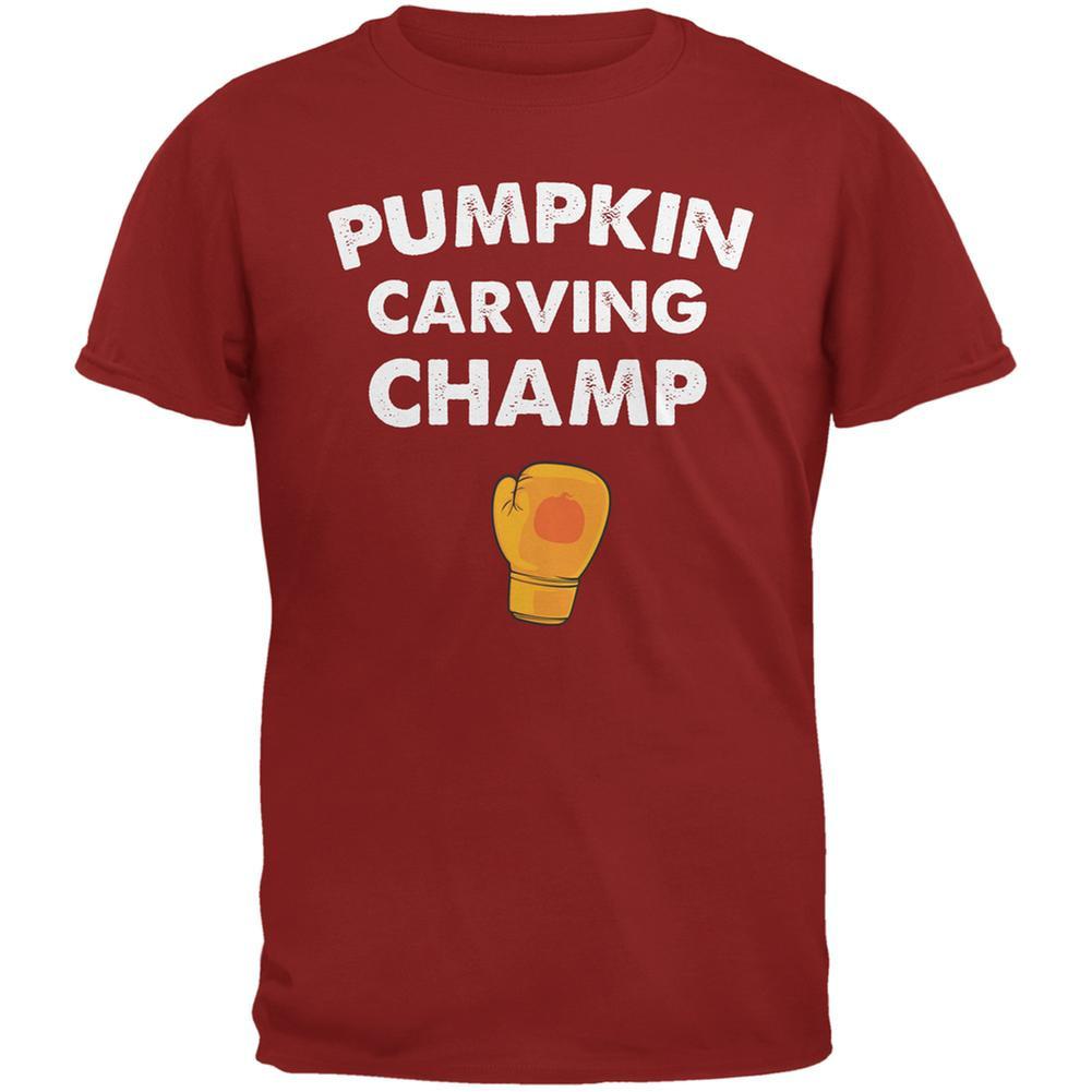 Halloween Pumpkin Carving Champ Cardinal Red Adult T-Shirt