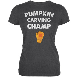 Halloween Pumpkin Carving Champ Dark Heather Juniors Soft T-Shirt