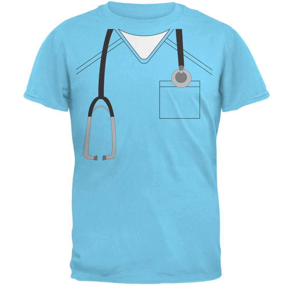 Halloween Doctor Scrubs Costume Sky Adult T-Shirt