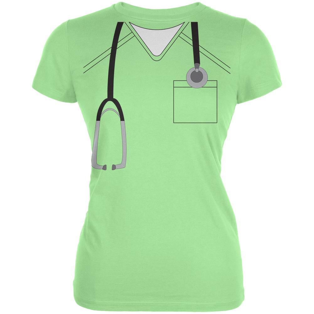 Halloween Doctor Scrubs Costume Mint Juniors Soft T-Shirt